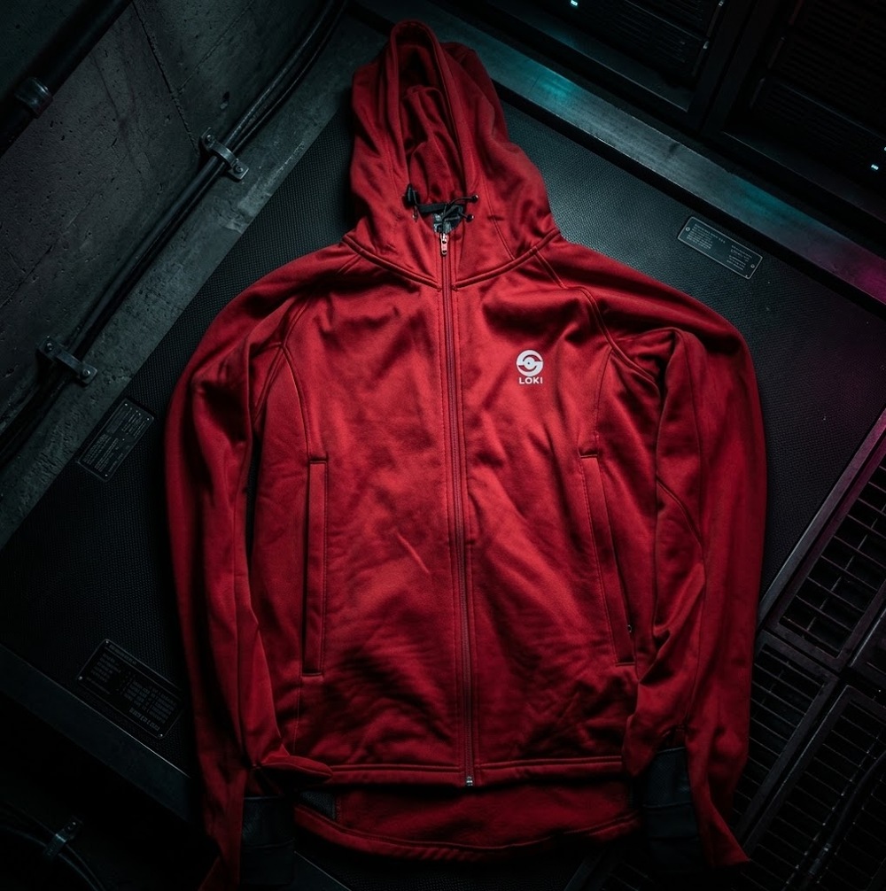 LOKI Men's M Tech Hoodie Red Built-In Mask Gorpcore Cyber Techwear Archive